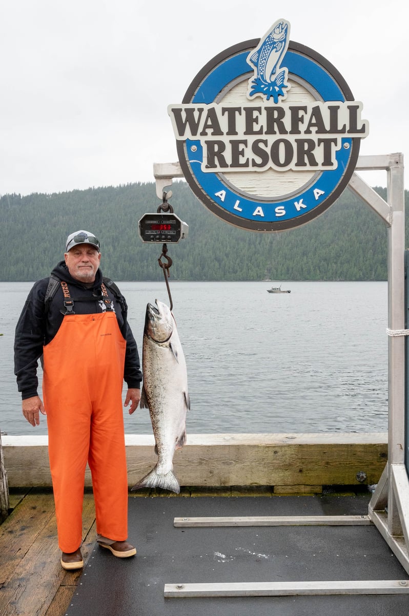 King of the Day catch at Waterfall Resort 35.4lbs King Salmon