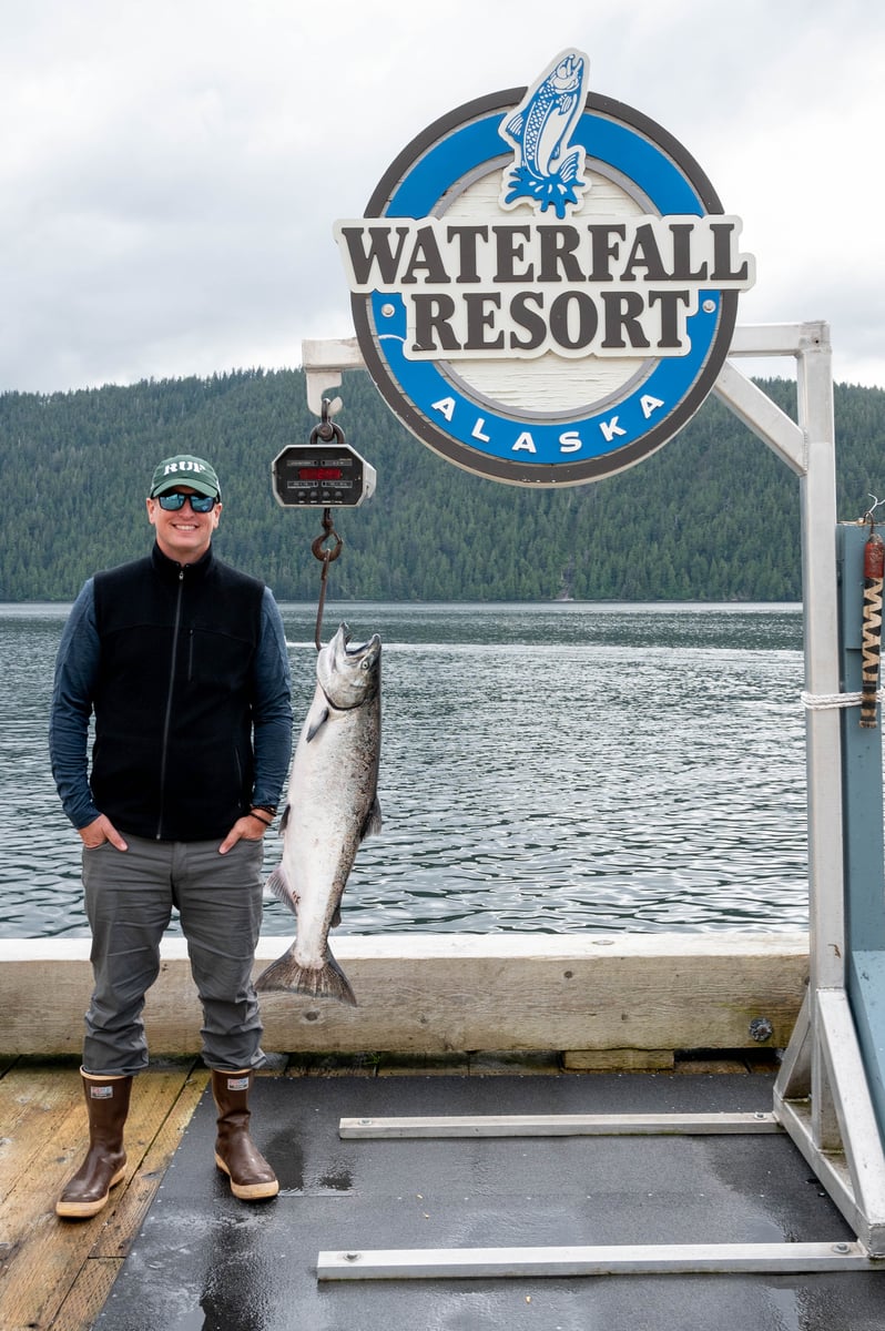 King of the Day catch at WAterfall Resort 24.5lbs King Salmon